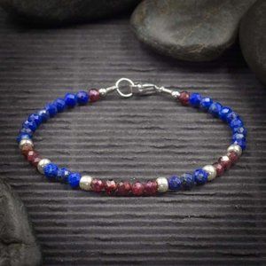Lapis Lazuli and Garnet Crystal Bracelet - Handmade to Order